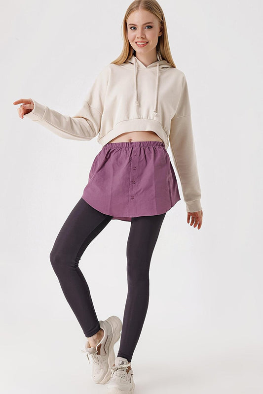 1888 Sweatshirt and Shirt Under Sweater Skirt - Dark Lilac