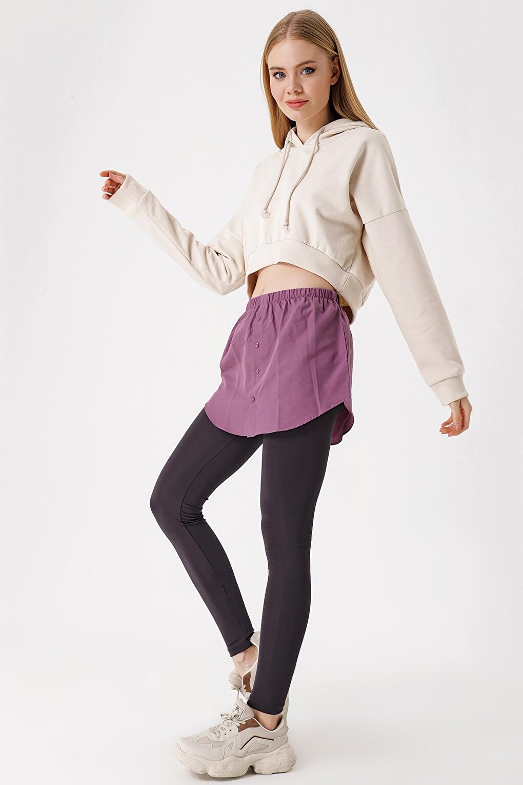 1888 Sweatshirt and Shirt Under Sweater Skirt - Dark Lilac