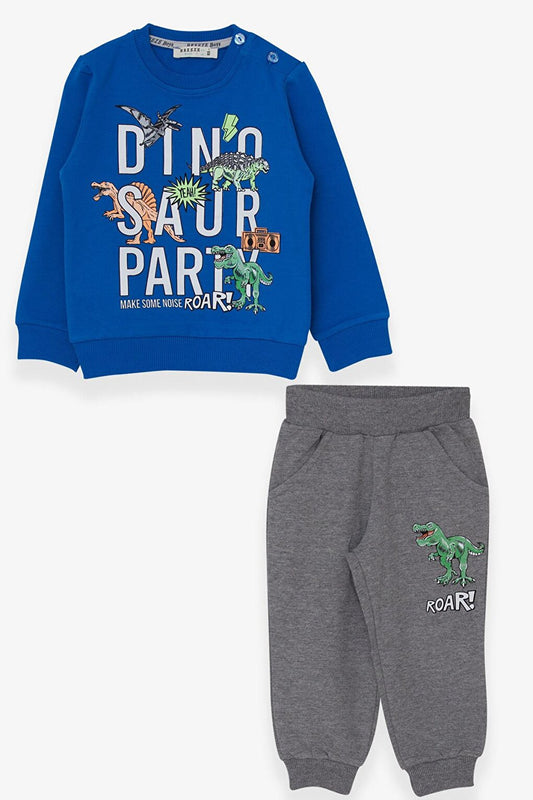 Baby Boy Tracksuit Set Dinosaur Printed Saks Blue (Age 1-2)