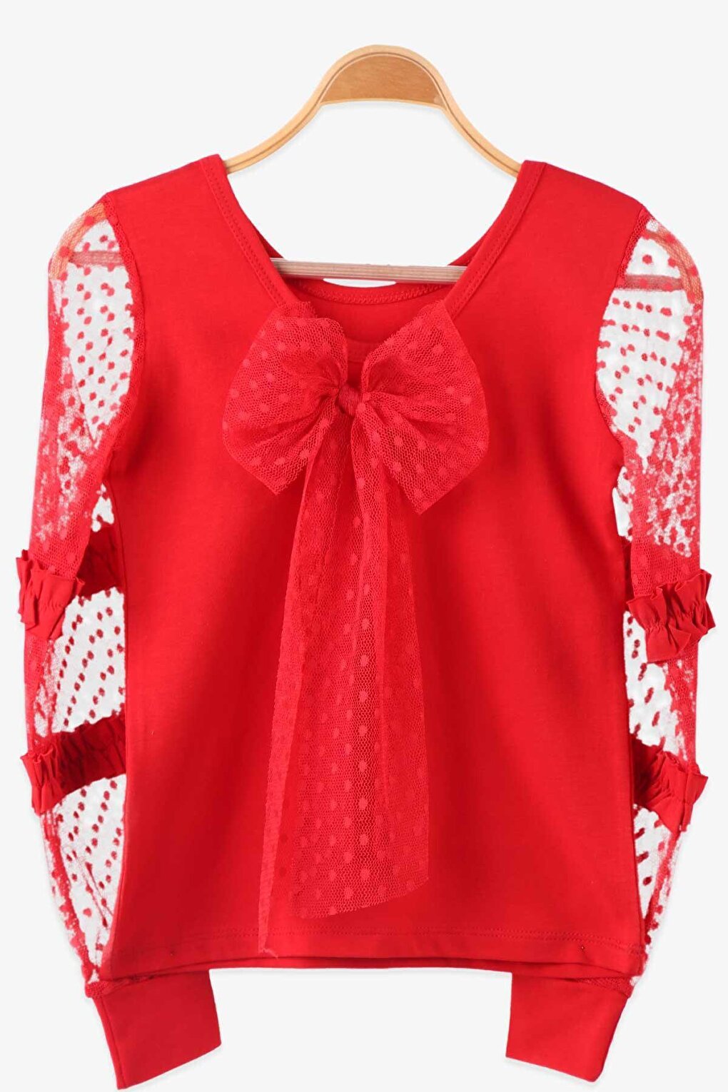 Girl's Tulle Bodysuit Red with Bow (6-14 Years)