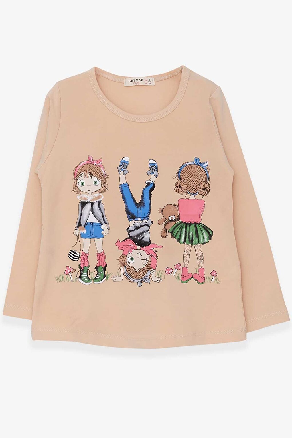 Girl's Long Sleeve T-Shirt Girl Printed Cream (Age 3-5)