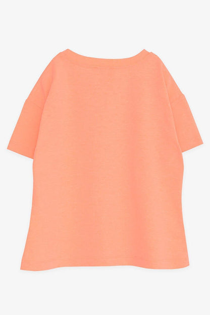 Girl's T-Shirt Printed Neon Orange (Ages 8-12)