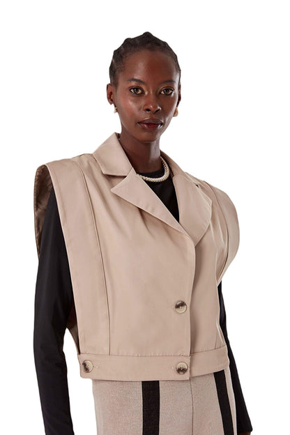 Beige Vest with Garnish Inside