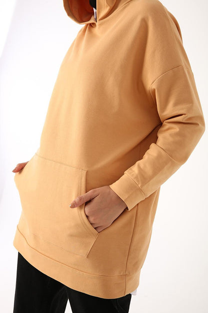 Acid Yellow Kangaroo Pocket Hooded Sweat Tunic