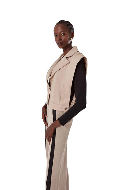 Beige Vest with Garnish Inside