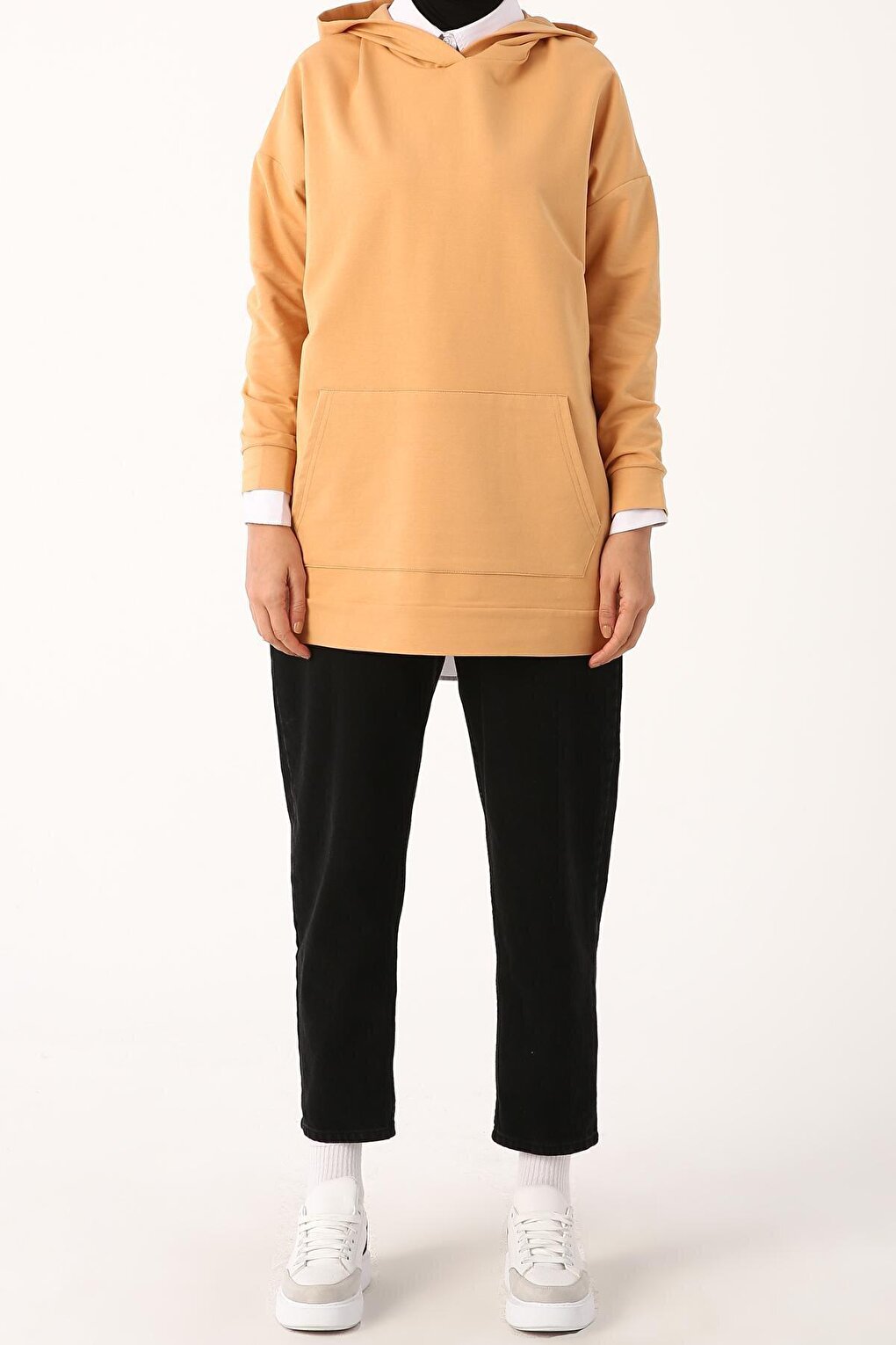 Acid Yellow Kangaroo Pocket Hooded Sweat Tunic