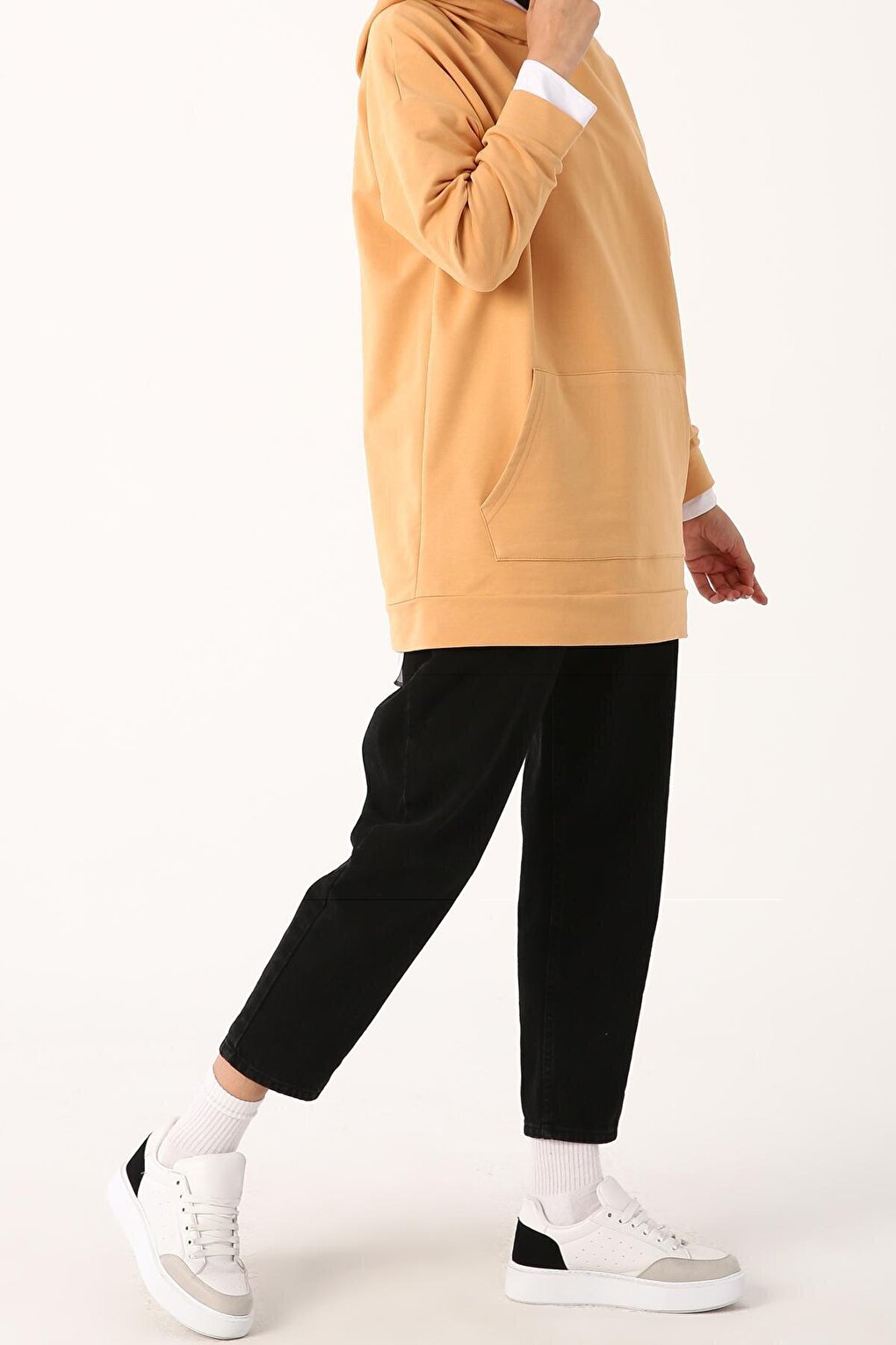 Acid Yellow Kangaroo Pocket Hooded Sweat Tunic