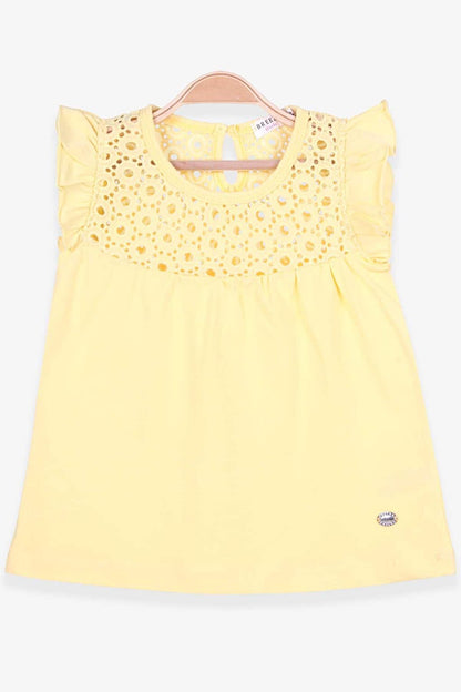 Girl's T-Shirt Lace Yellow (Age 4-7)