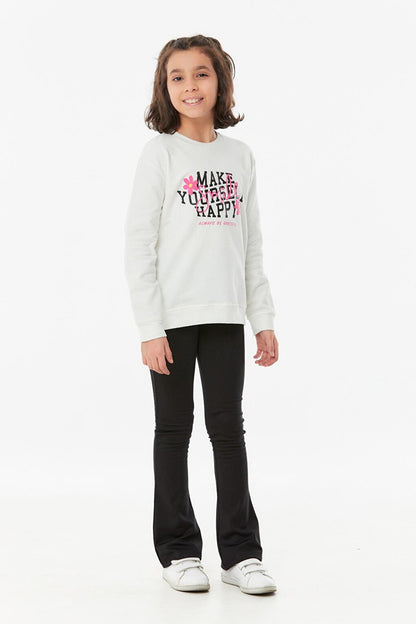 Printed Crew Neck Girl's Sweatshirt