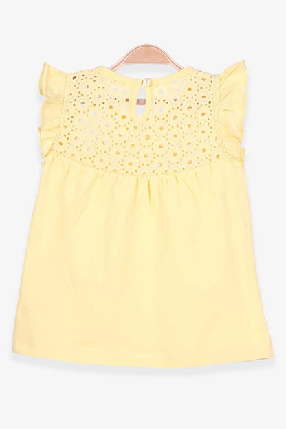 Girl's T-Shirt Lace Yellow (Age 4-7)