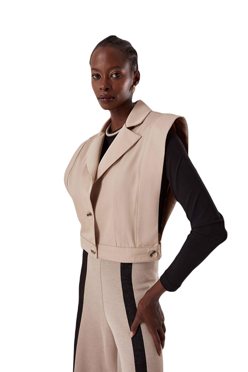 Beige Vest with Garnish Inside