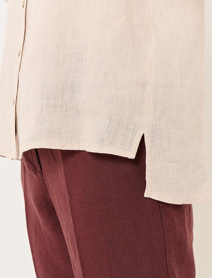 Stone Long Sleeve Woven Linen Shirt