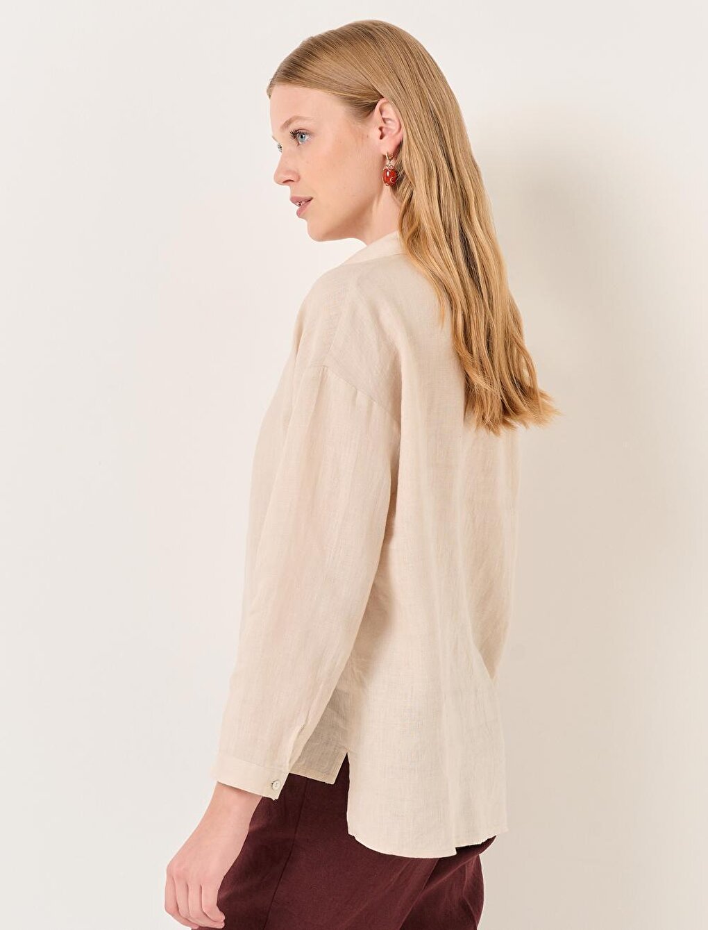 Stone Long Sleeve Woven Linen Shirt