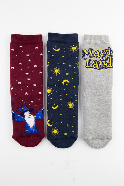 3-Piece Star Anti-Slip Sole Towel Children's Socks