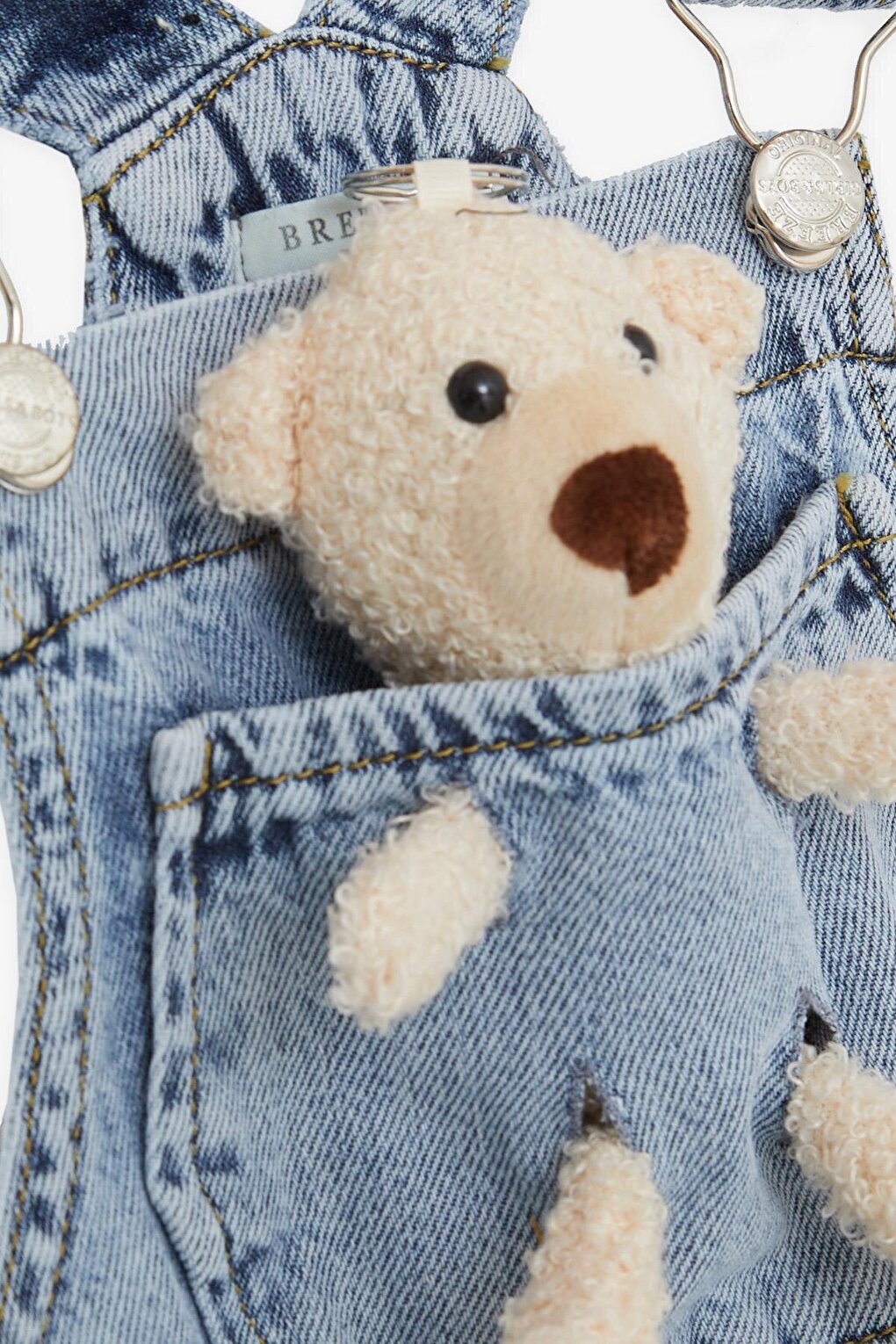 Girl's Jean Salopet with Teddy Bear Accessory Light Blue (Age 4-6)