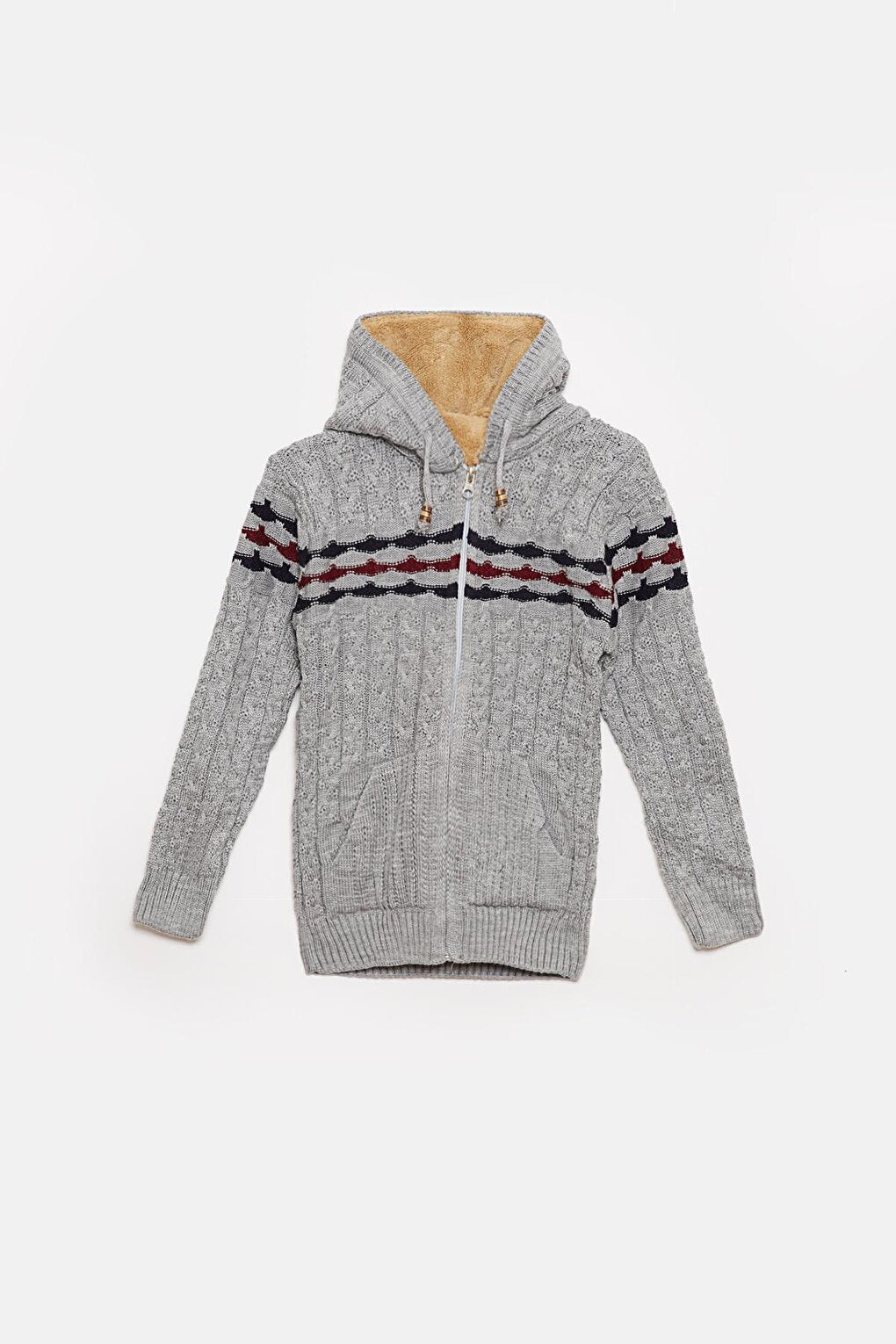 Fur Detailed Knitwear Boys Cardigan