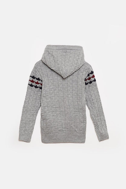 Fur Detailed Knitwear Boys Cardigan