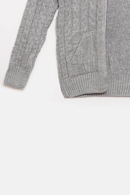 Fur Detailed Knitwear Boys Cardigan