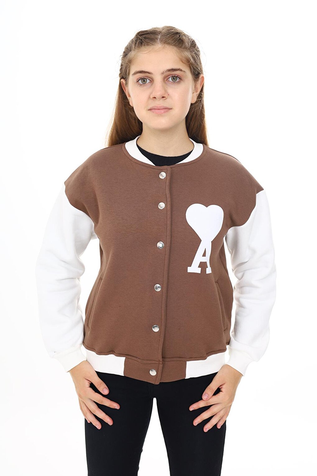 Girl's College Style Heart Printed Jacket 7 -13 Years Lx276