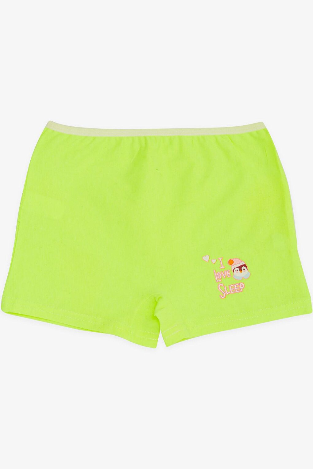 Girl's Boxer Penguin Printed Neon Green (Age 9)