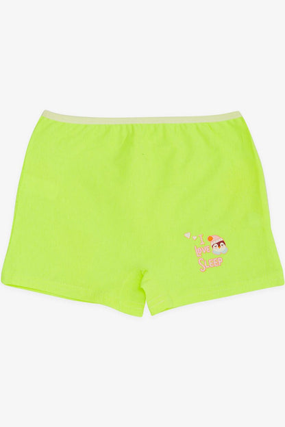 Girl's Boxer Penguin Printed Neon Green (Age 9)