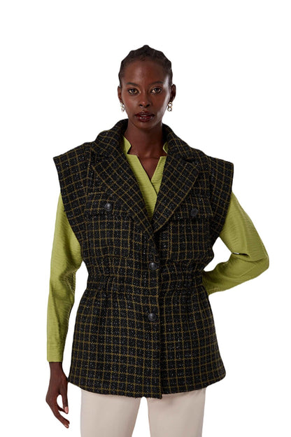 Patterned Green Tweed Vest