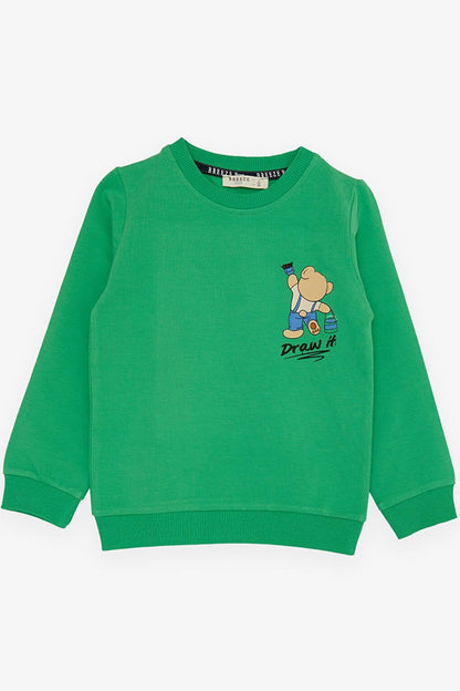 Boy's Tracksuit Set Painter Teddy Bear Printed Green (Age 1-4)