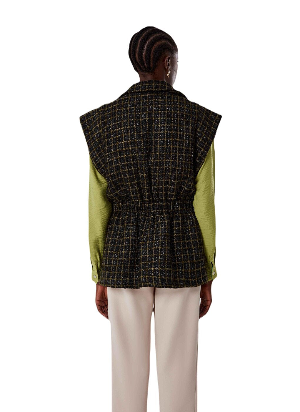 Patterned Green Tweed Vest