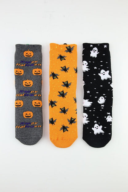 3-Piece 3D Hallowen Anti-Slip Towel Children's Socks