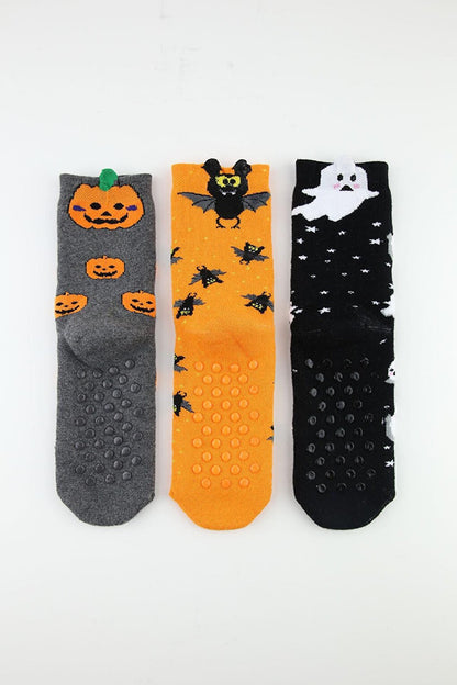 3-Piece 3D Hallowen Anti-Slip Towel Children's Socks