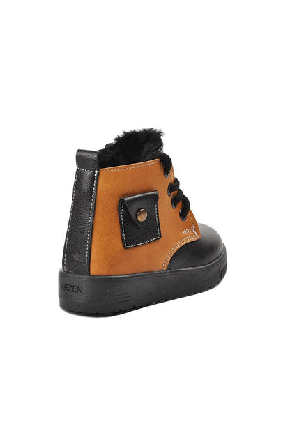 Arz 2301003-B Black-Camel Shearling Children's Boots