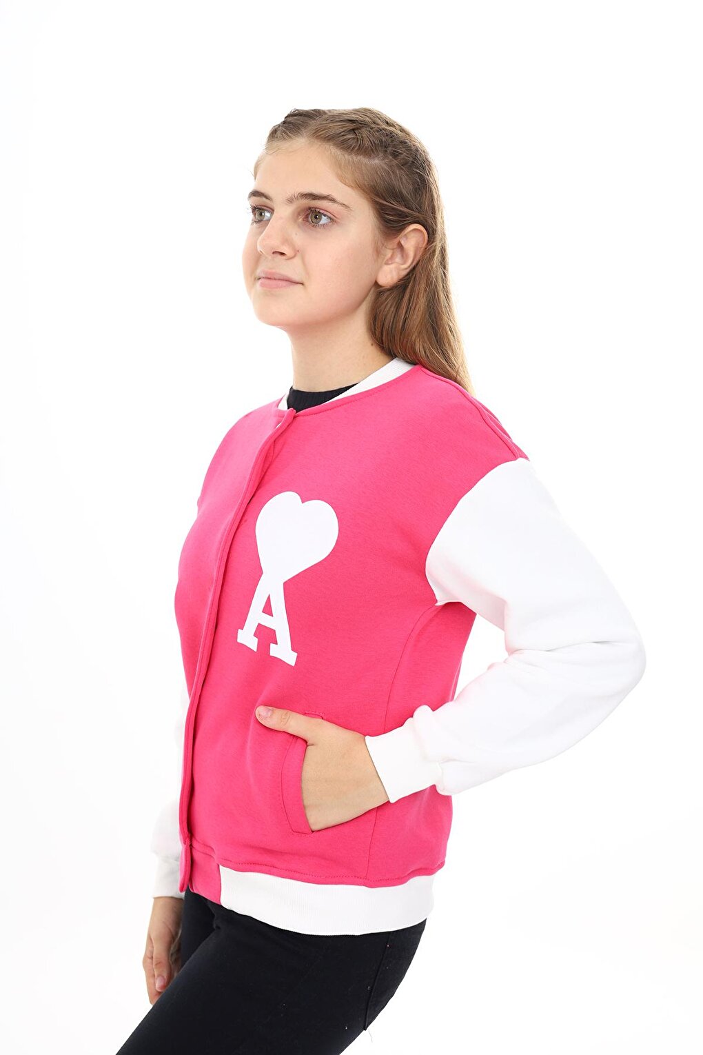 Girl's College Style Heart Printed Jacket 7 -13 Years Lx276