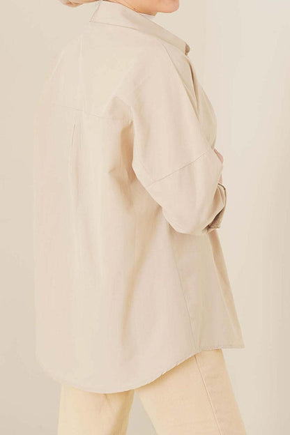 20144 Oversize Basic Shirt - Beige