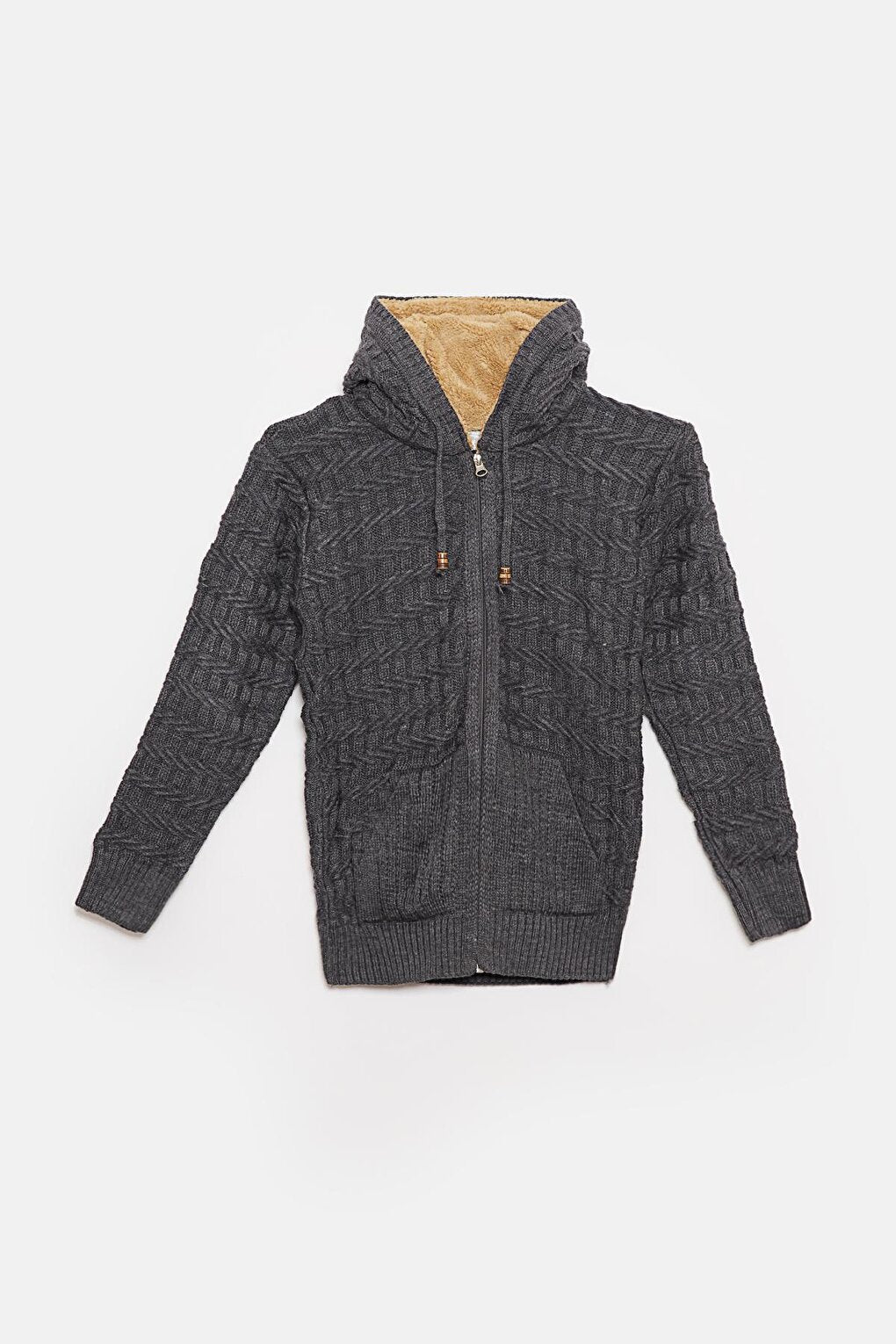 Fur Detailed Knitwear Boys Cardigan