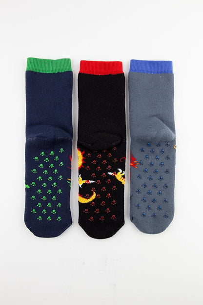 3-pack Dragon Anti-Slip Towel Children's Socks