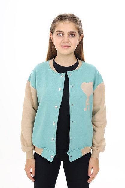 Girl's College Style Heart Printed Jacket 7 -13 Years Lx276