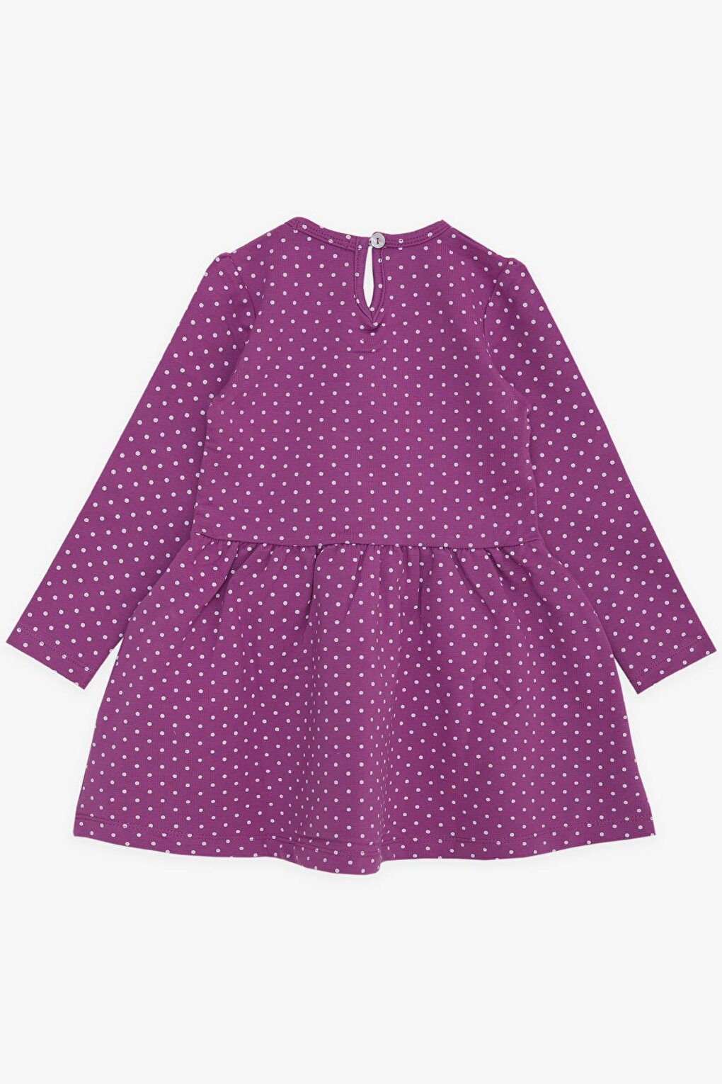 Girl's Long Sleeve Dress Polka Dot Patterned Purple (Age 3-6)