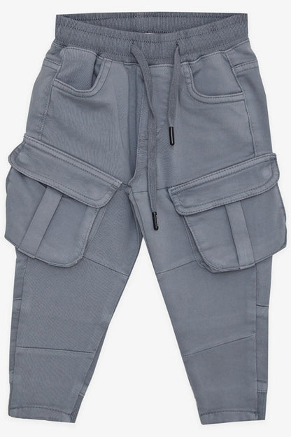 Boy's Trousers with Cargo Pockets and Elastic Waist Gray (Ages 3-7)