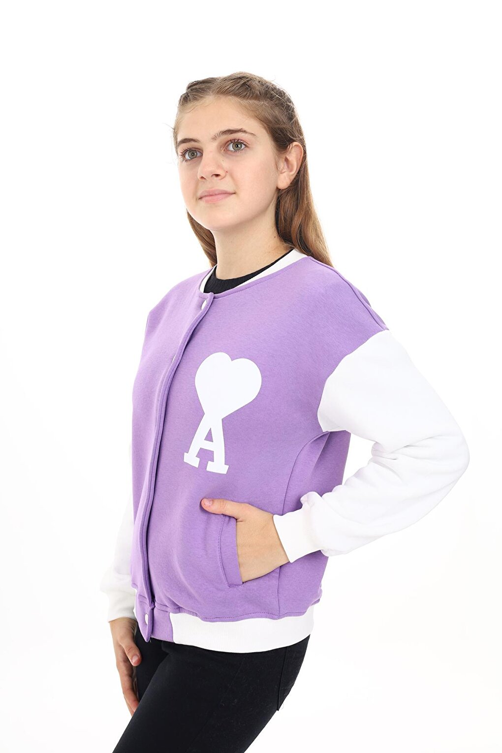 Girl's College Style Heart Printed Jacket 7 -13 Years Lx276