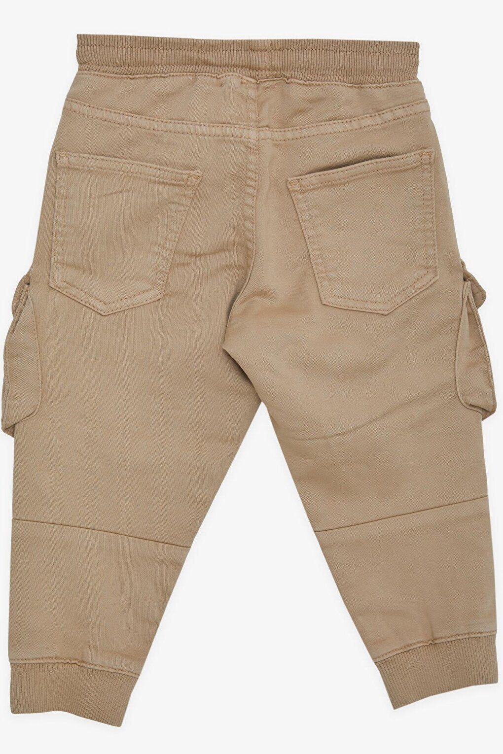 Boy's Trousers with Cargo Pockets and Elastic Waist Beige (Ages 3-7)