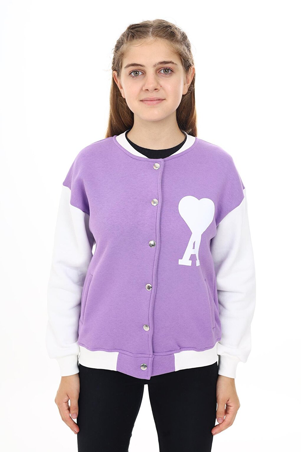 Girl's College Style Heart Printed Jacket 7 -13 Years Lx276