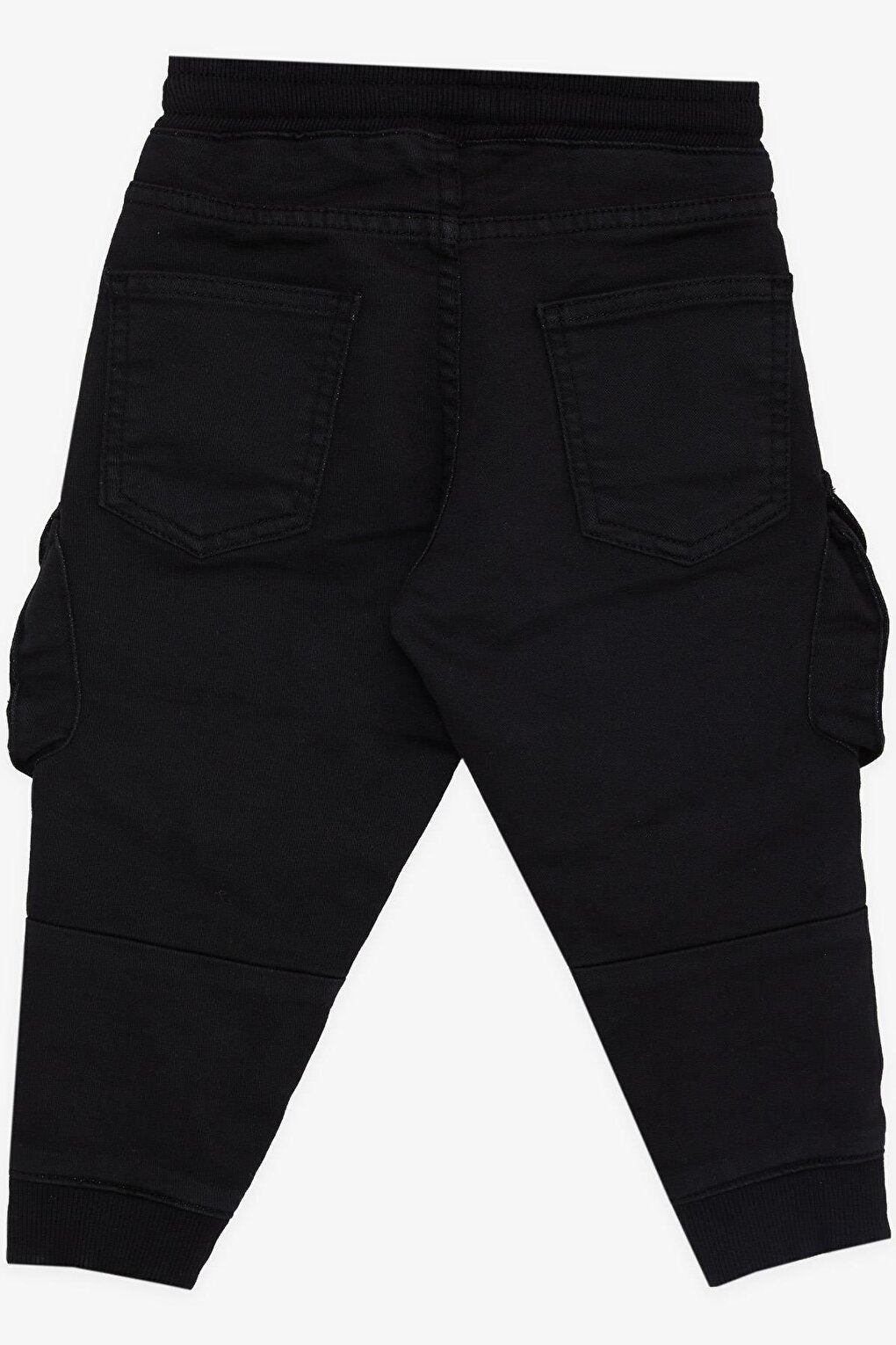 Boy's Trousers with Cargo Pockets and Elastic Waist Black (Ages 3-7)