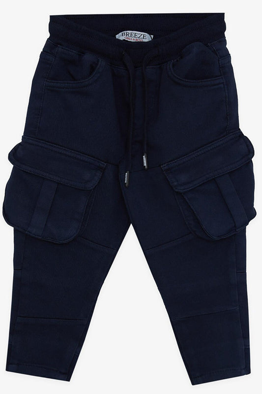 Boy's Trousers with Cargo Pockets and Elastic Waist Navy Blue (Ages 3-7)