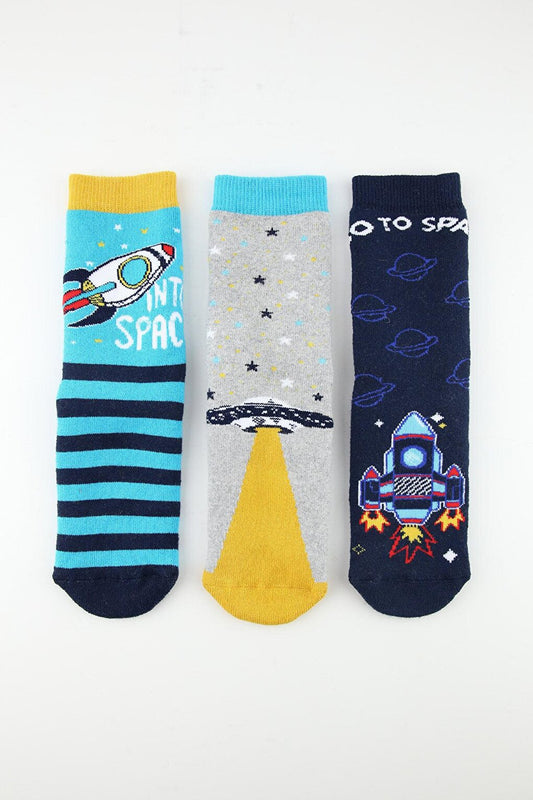 3-Piece Space Anti-Slip Sole Towel Children's Socks