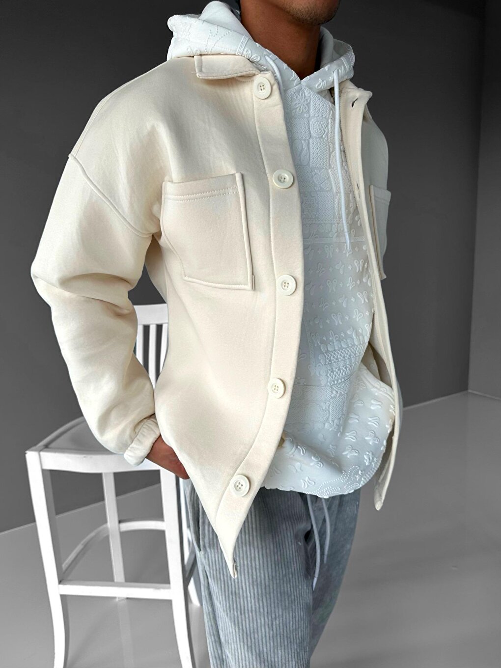 Oversize Basic Casual Jacket Beige