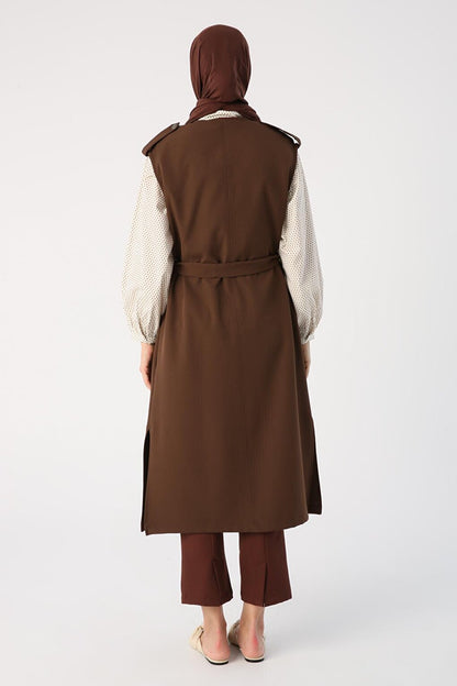 Classic Vest with Bitter Brown Shoulders, Epaulettes, Belt and Pockets