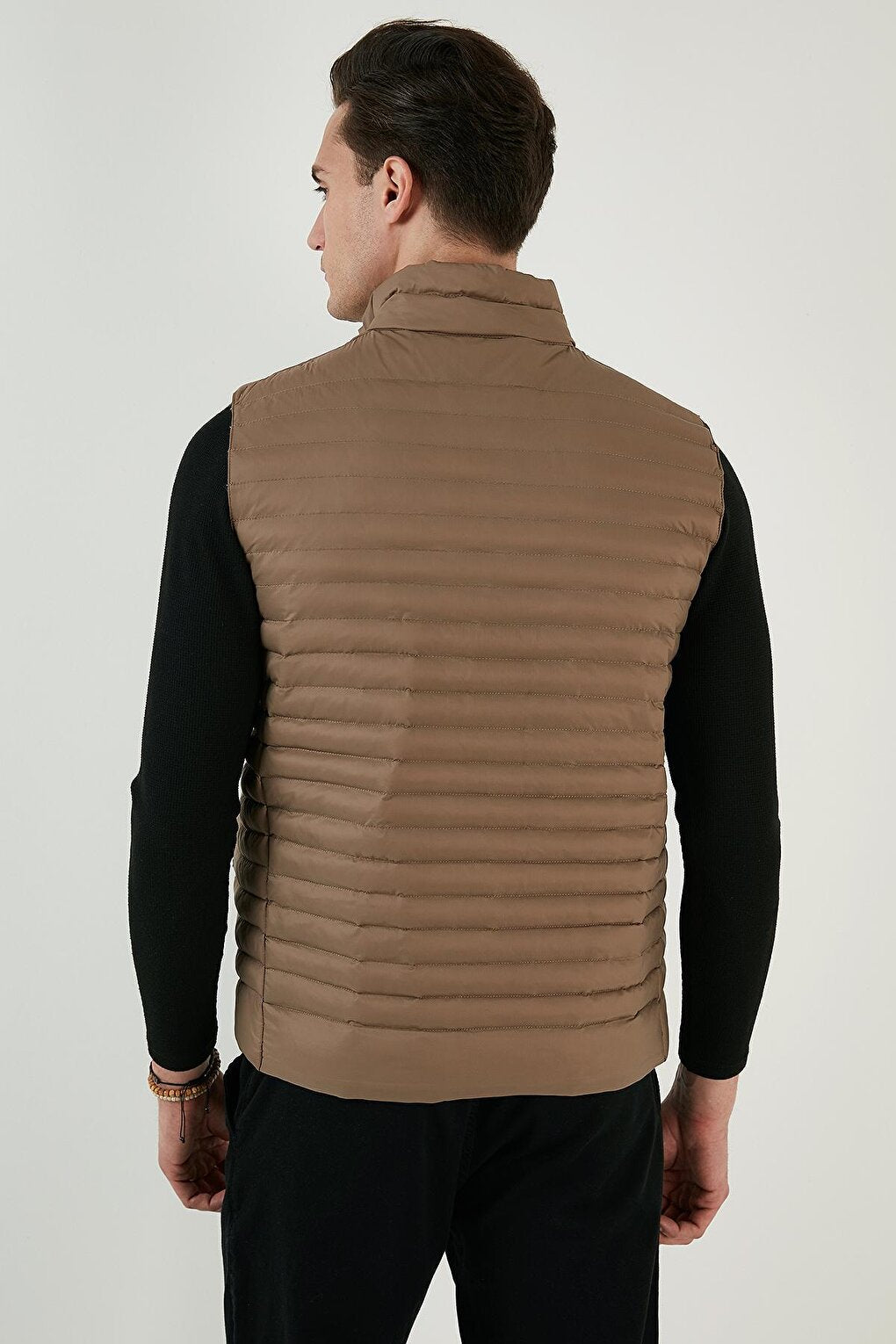 Regular Fit Stand Collar Pocket Quilted Puffer Vest 497KIM