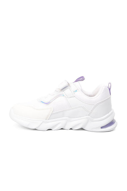 White-Lilac Velcro Unisex Children's Sports Shoes 1249-F