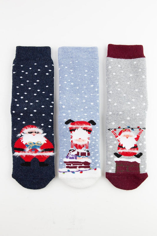 3-pack Santa Claus Anti-Slip Towel Children's Socks