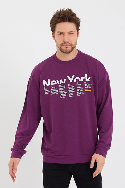 Men's Crew Neck Oversize Fit New York Printed Thin Sweatshirt SPR23SW332